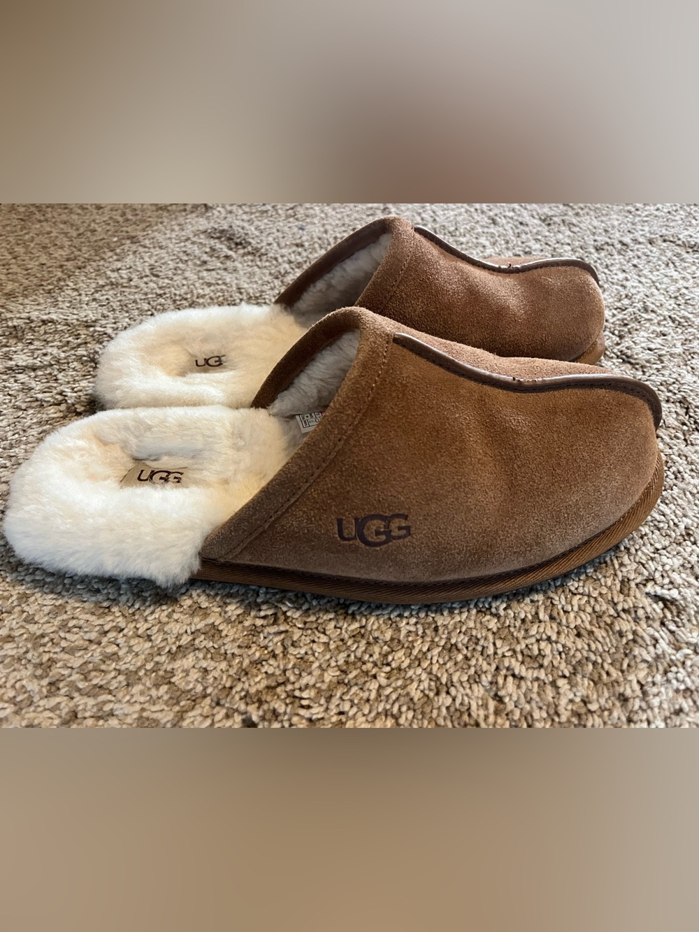 UGG womens Chestnut Suede Shearling Slip-On Slippers